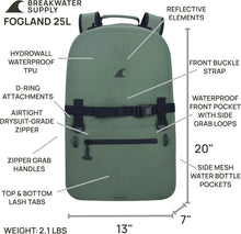 Load image into Gallery viewer, 25L Fogland Outdoor Waterproof Backpack with Airtight Zippers &amp; Laptop Sleeve