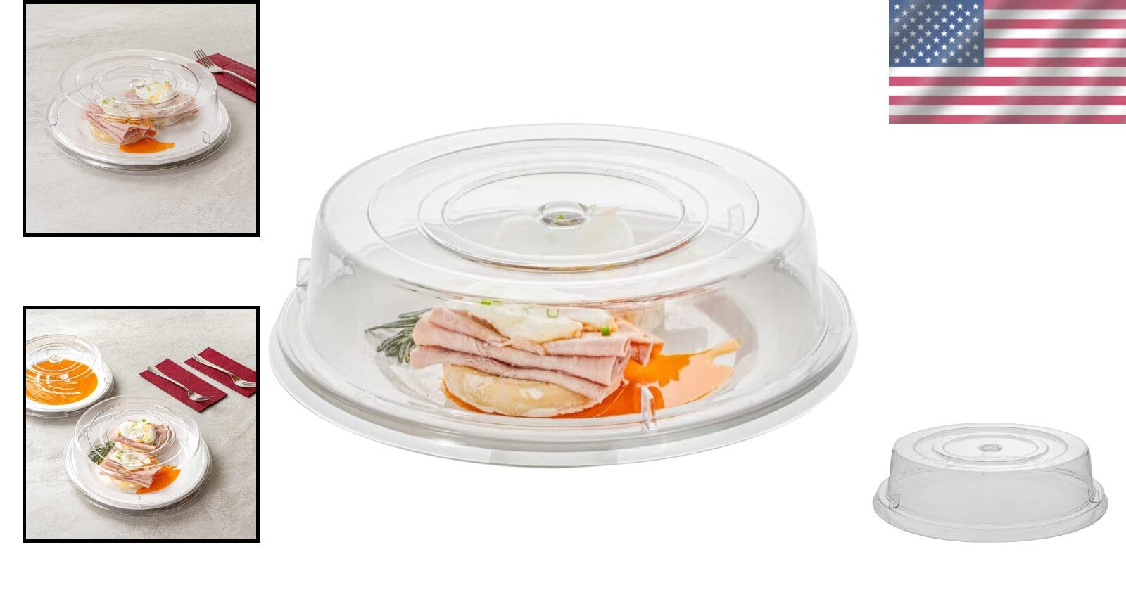 Reusable 11-Inch Transparent Plate Covers with Finger Hole Design - 10 Count