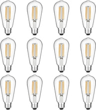 Load image into Gallery viewer, Warm White Dimmable LED Edison Bulbs – 12 Vintage Style, E26 Base, 750 Lumens