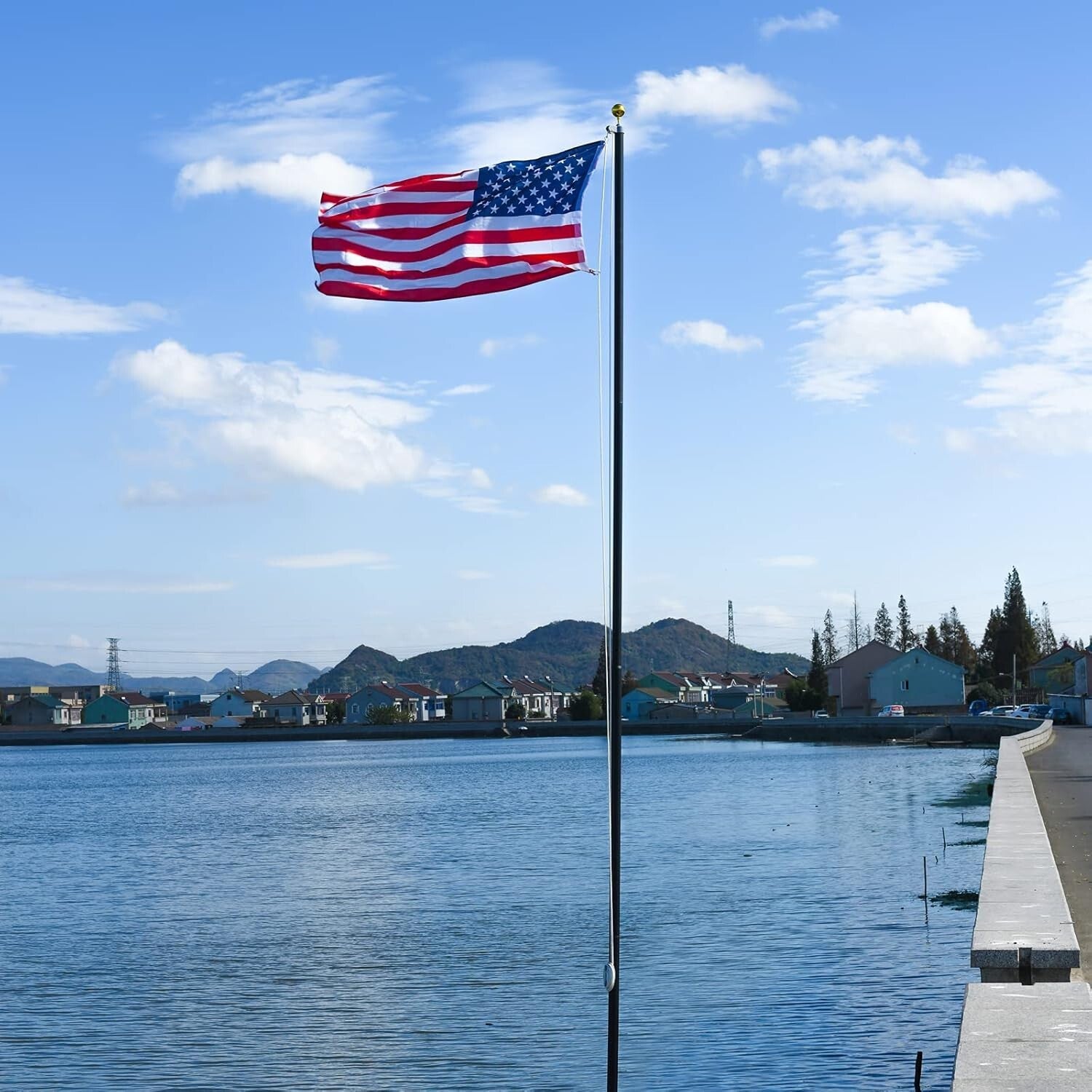 Durable 25 FT Flag Pole Kit - Corrosion Resistant with 3x5 U.S. Flag Included