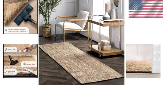 Durable 2x6 Natural Fiber Jute Runner Rug - Ideal for High Traffic Areas
