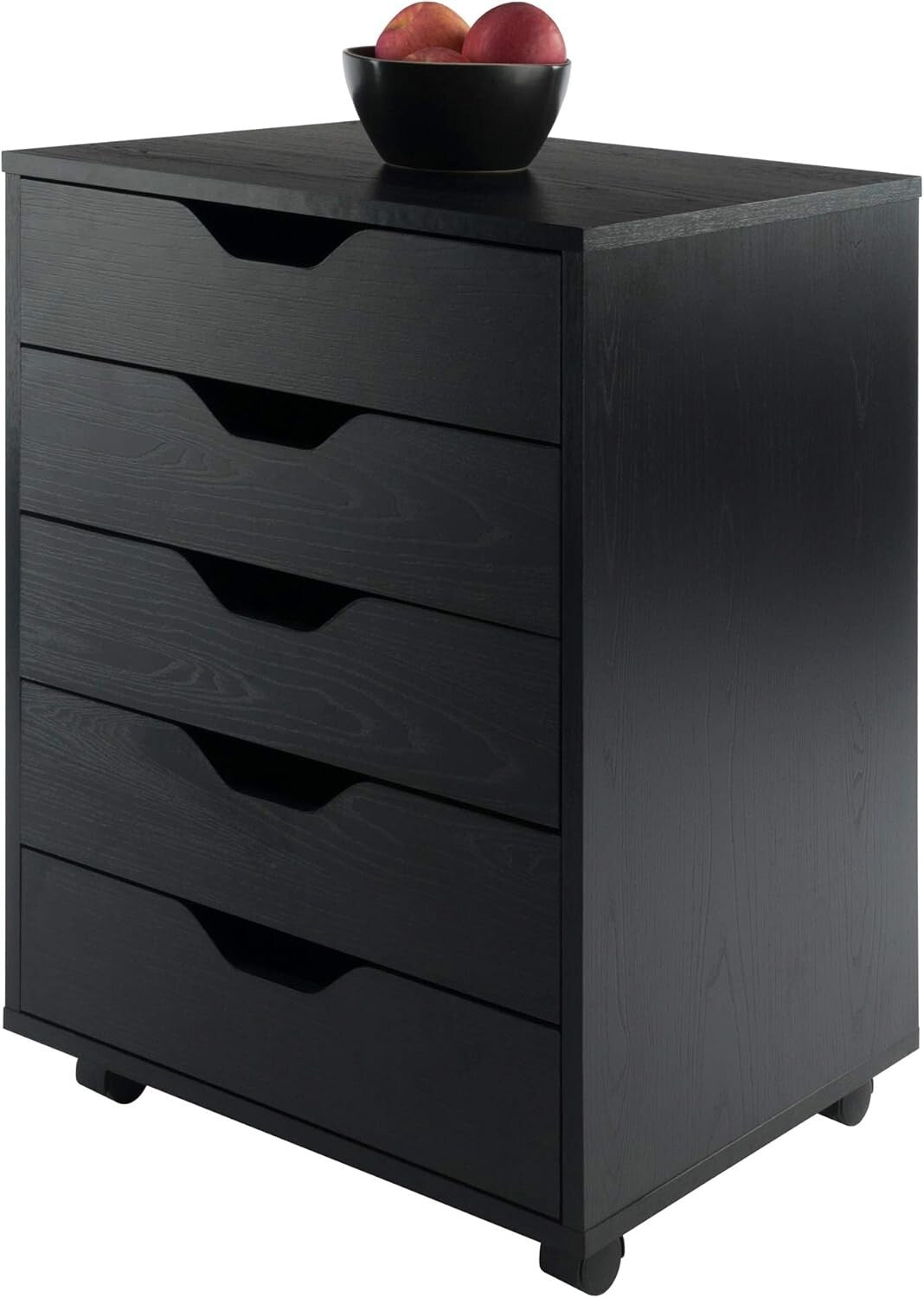 Versatile 5-Drawer Black Storage Cabinet with Locking Casters for Easy Mobility