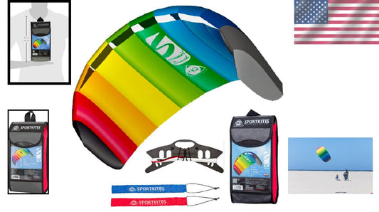 High-Performance 51in Stunt Foil Kite in Rainbow Colors - Ideal for Outdoor Play