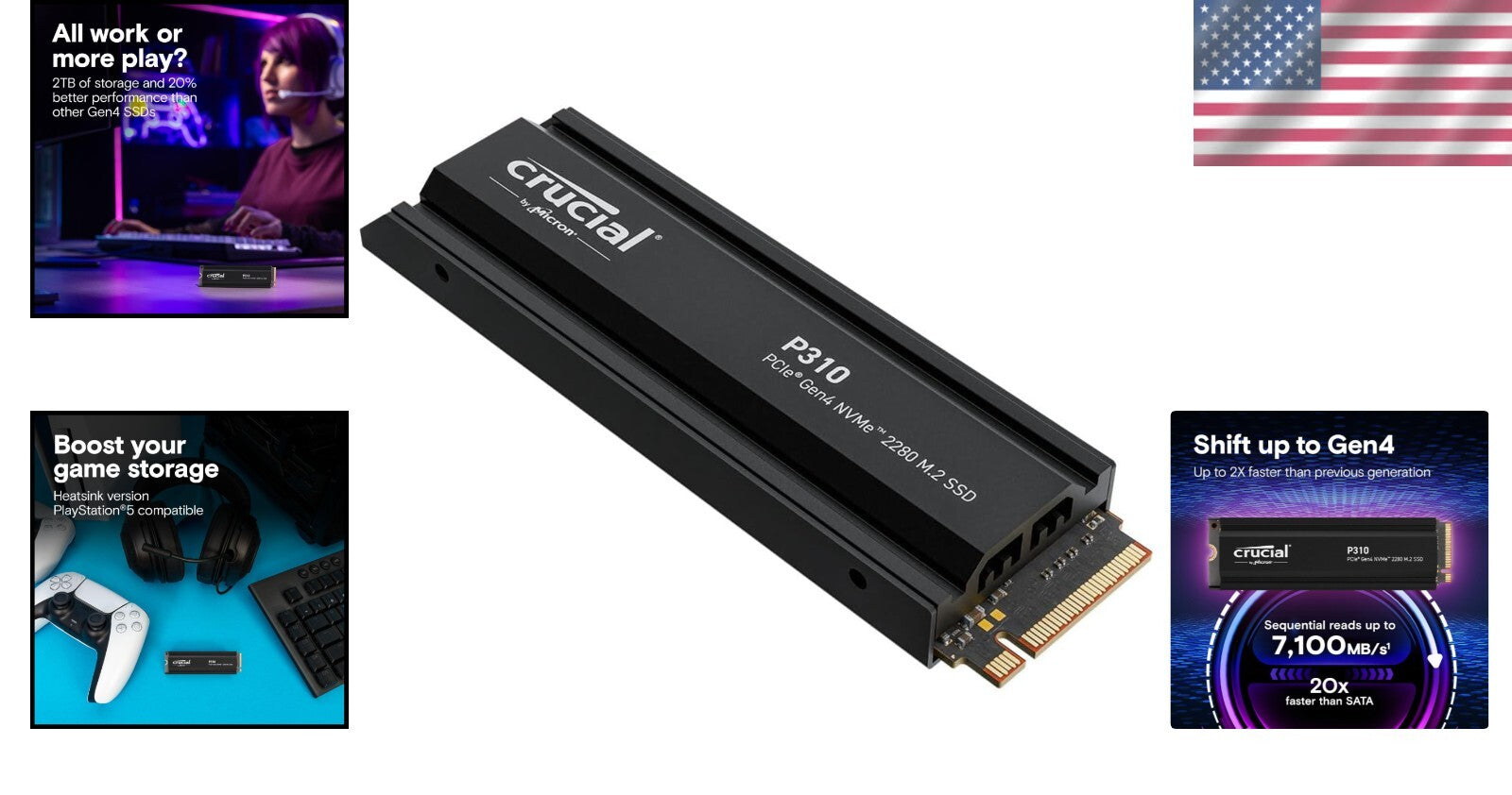 High-Speed 1TB NVMe M.2 SSD with Integrated Heatsink for Gaming & Productivity