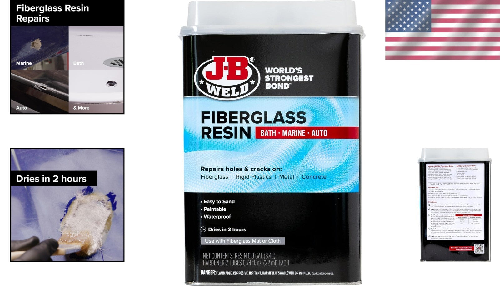 Lightweight Fiberglass Resin for Quick Repairs - Ideal for Tub, Boat, and Pool
