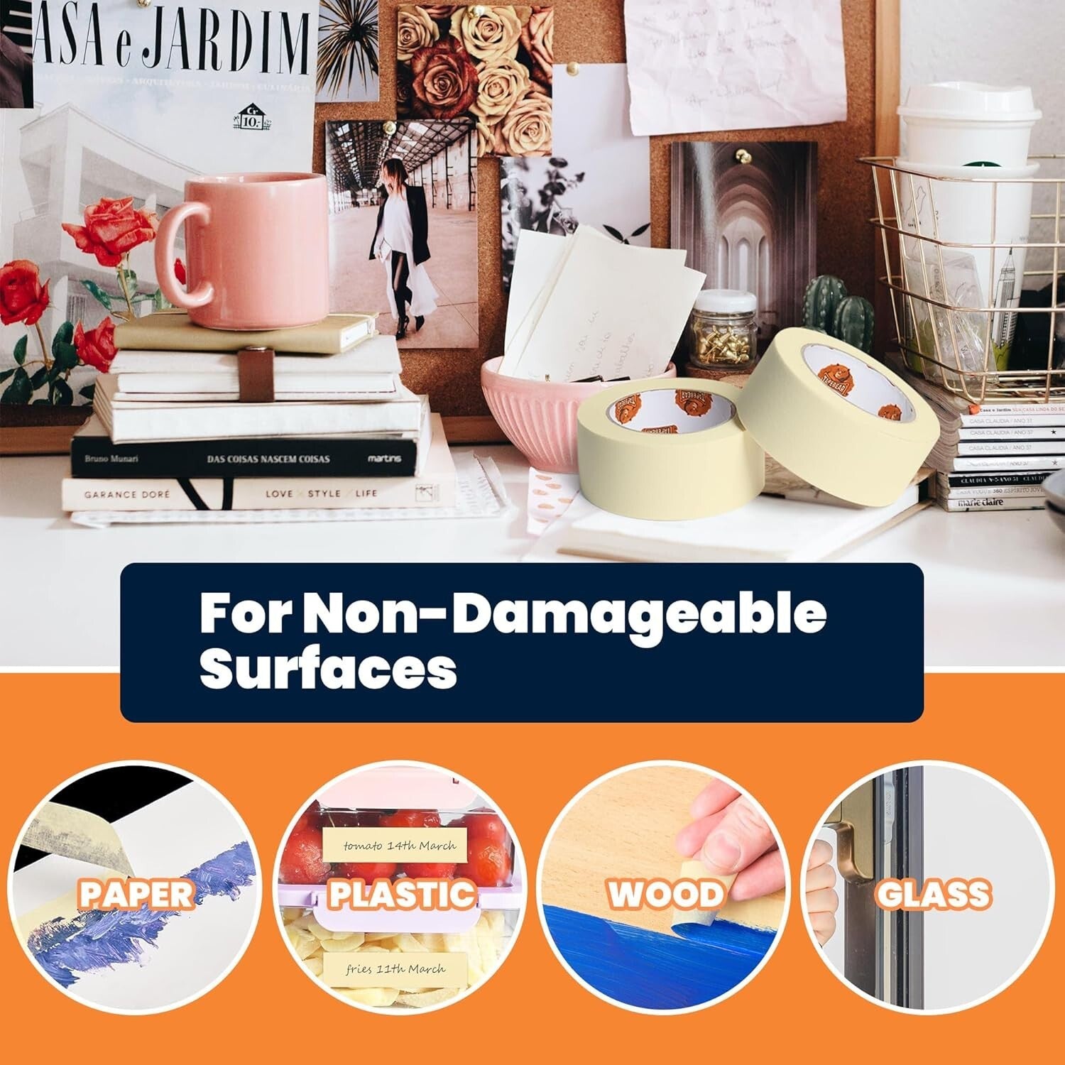 Writable Beige Paper Masking Tape - 36 Rolls, Perfect for Painting & Labeling