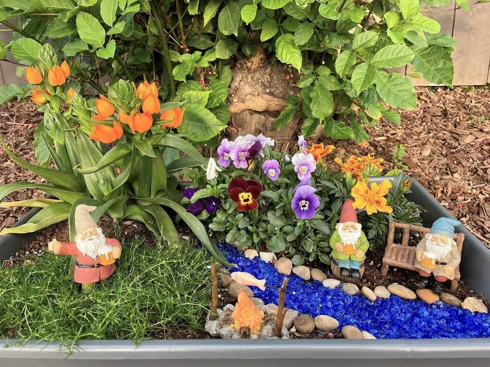 Charming Beer-Loving Gnome Set - Complete 5-Piece Fairy Garden Collection