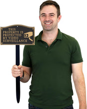Load image into Gallery viewer, Durable 375 mil Aluminum Garden Sign: Video Surveillance Notice with Lawn Stake