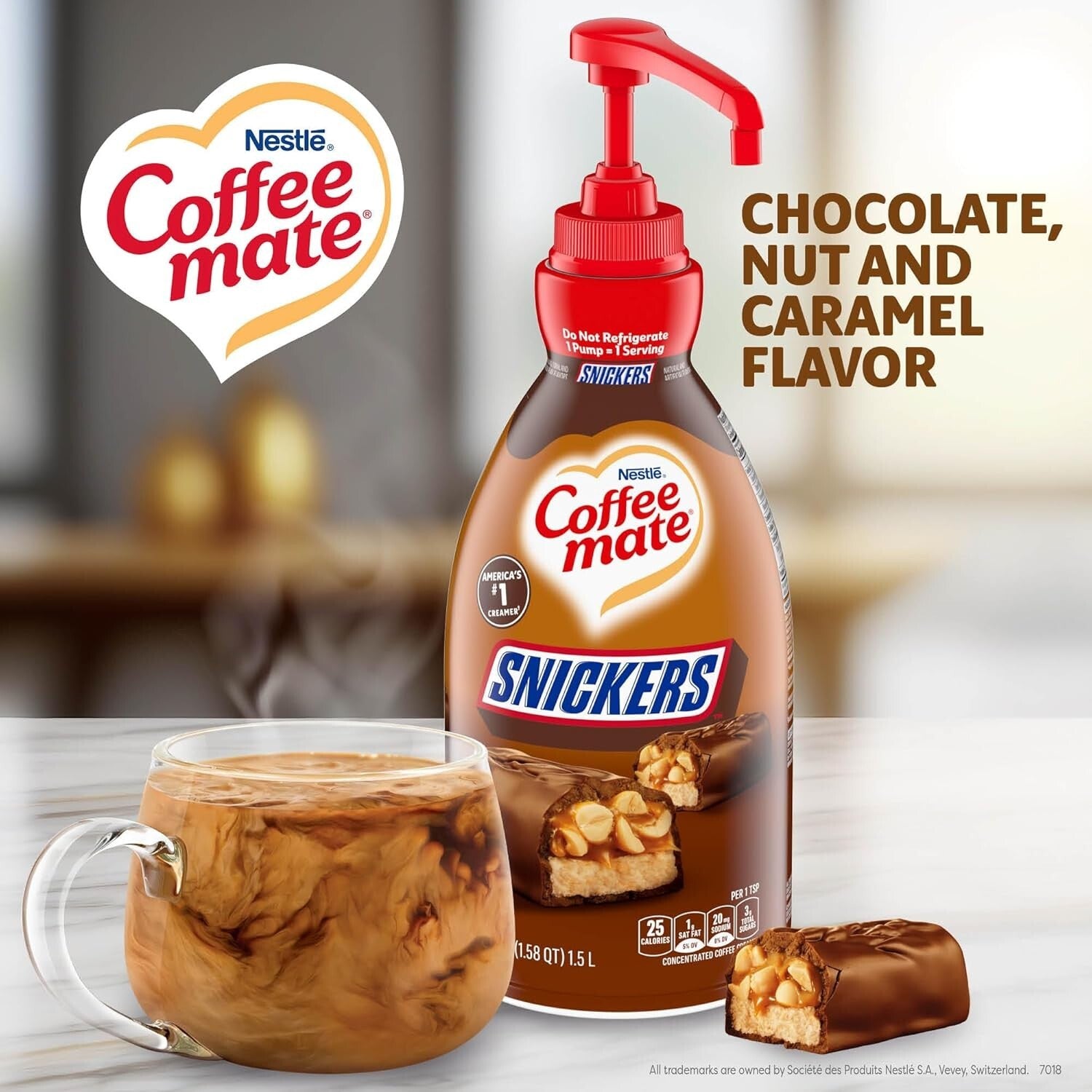Delicious Snickers Liquid Coffee Creamer - 300 Servings in Easy Pump Bottle