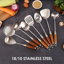 Load image into Gallery viewer, Gifting Delight: Premium 8-Piece Stainless Steel &amp; Wood Utensils Kitchen Set