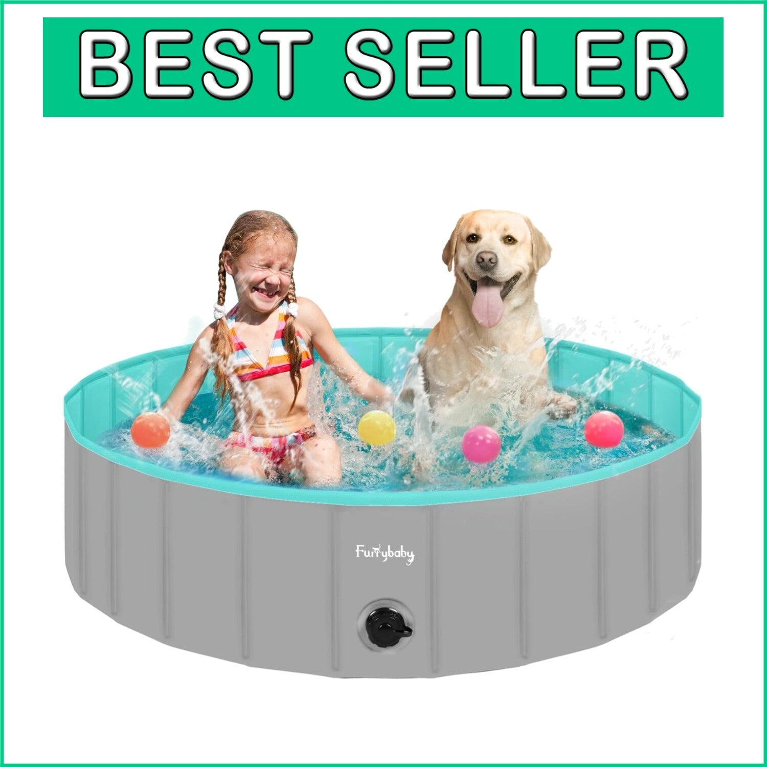 Foldable Hard Plastic Pool for Dogs - 47" Round Safe Fun for Pets & Kids
