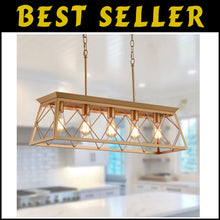 Load image into Gallery viewer, Adjustable 5-Light Gold Farmhouse Chandelier for Living Room and Dining Areas