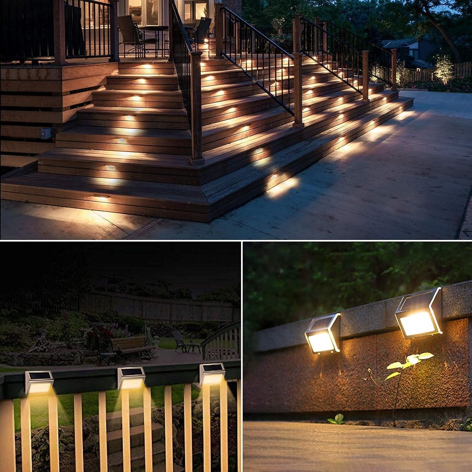 Efficient Solar Powered Deck Lights - 12 Pack Warm Light for Patios and Gardens