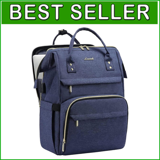 Versatile 15.6-Inch Navy Backpack with Laptop Compartment & 22 Pockets for Women