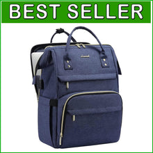 Load image into Gallery viewer, Versatile 15.6-Inch Navy Backpack with Laptop Compartment &amp; 22 Pockets for Women