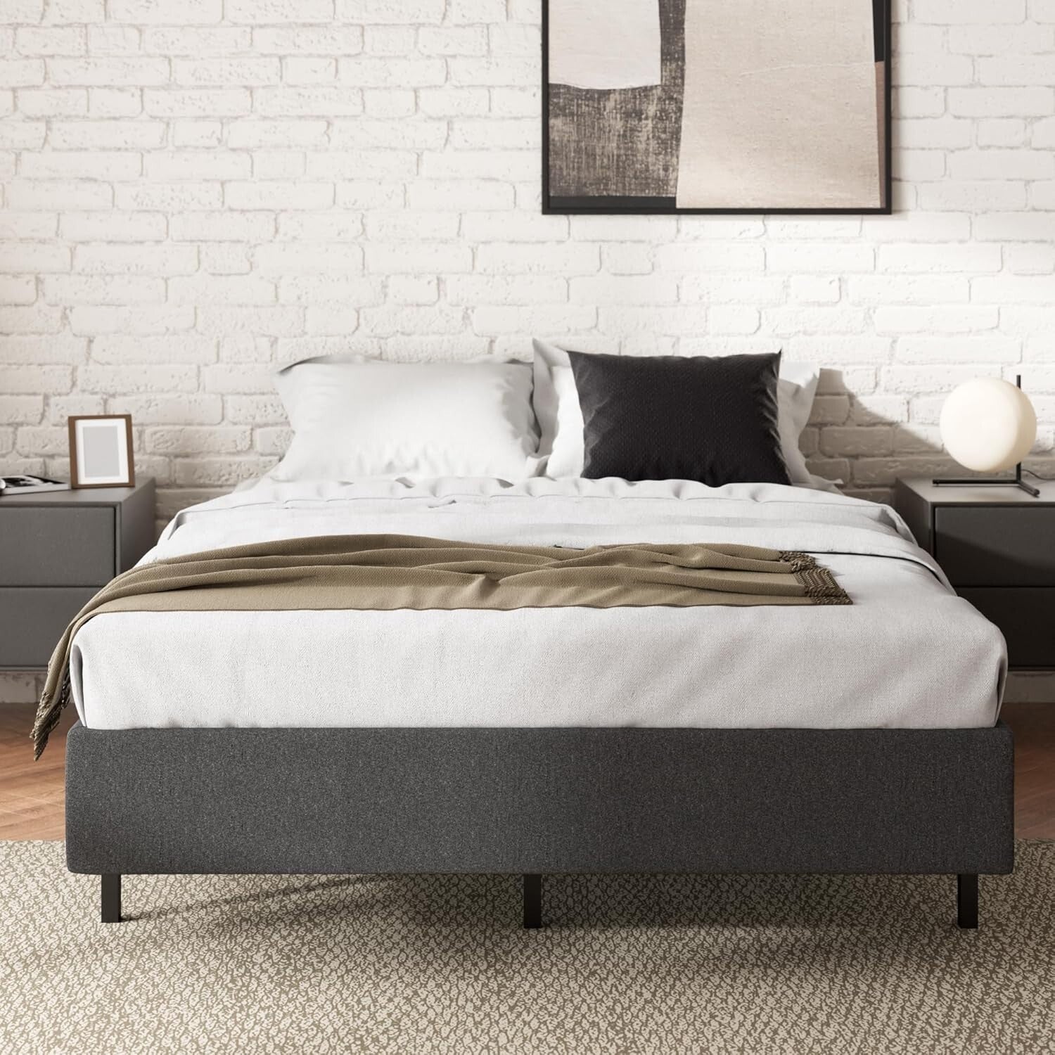 Quick Assembly Full Size 9-Inch Mattress Foundation - Durable Grey Steel Frame