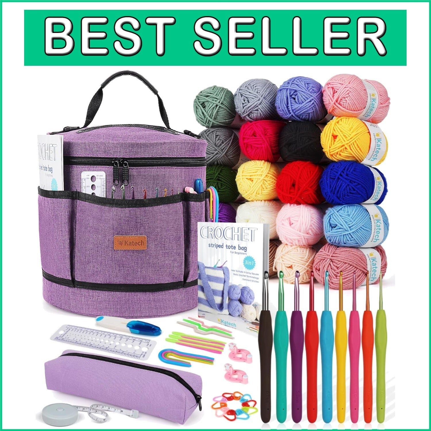 All-in-One Beginner Crochet Kit for Adults and Kids - Complete Crochet Supplies
