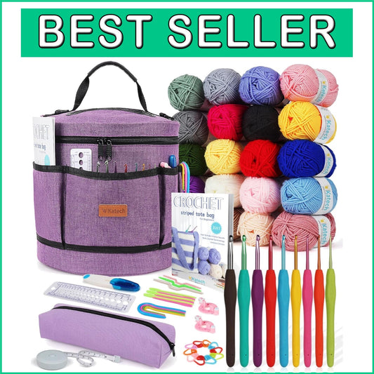 All-in-One Beginner Crochet Kit for Adults and Kids - Complete Crochet Supplies
