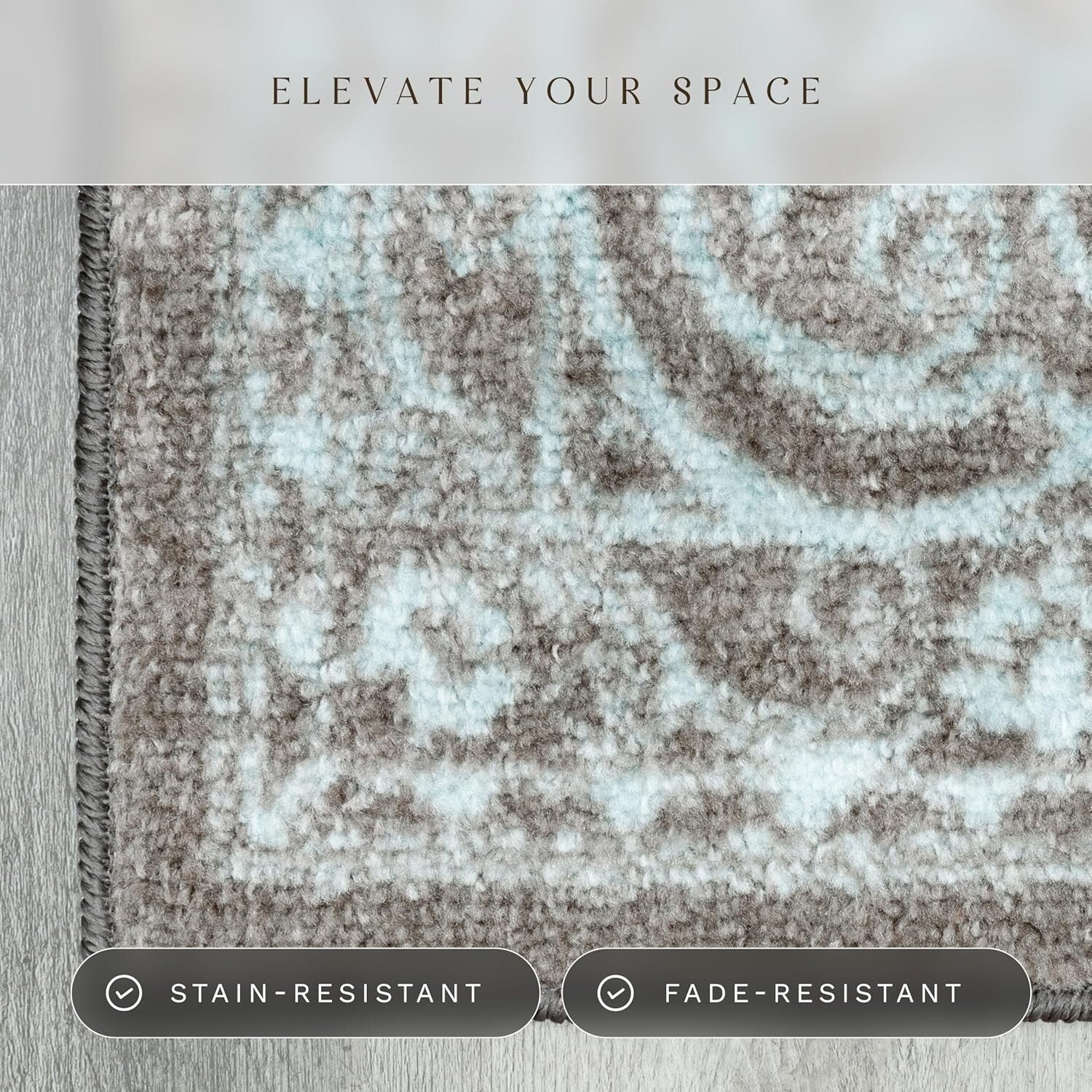 Stain-Resistant Blue/Grey Rug 5'x7' - Non-Slip & Stylish for Indoor Spaces