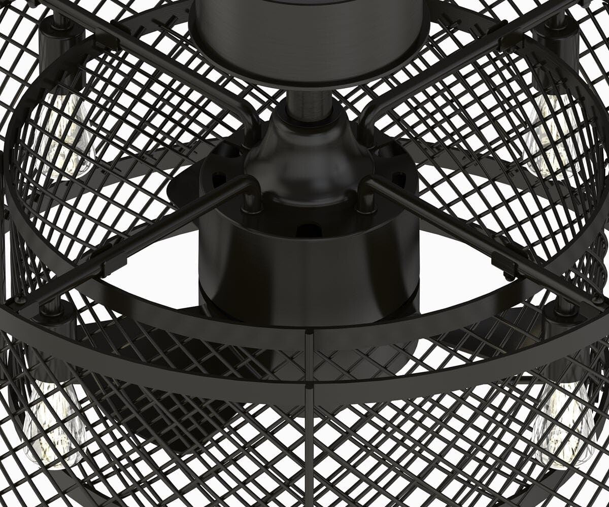 20-Inch Aged Bronze Caged Ceiling Fan with LED Light - Remote Control Included