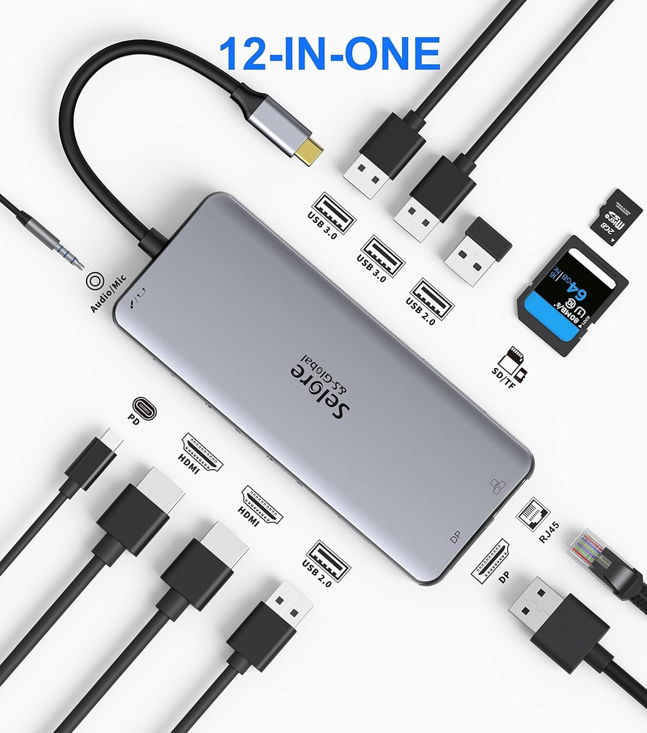 Versatile USB-C Hub with Triple Display & Rapid Charging for Modern Laptops