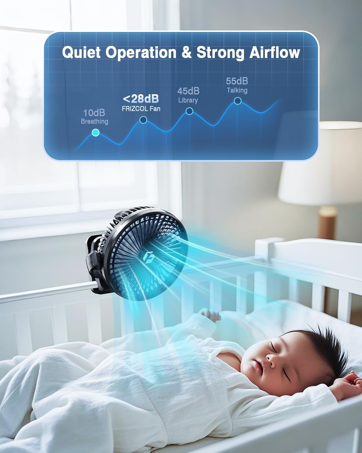 Battery-Operated 8 Inch Desk & Camping Fan with Remote - 72H Life & 3 Speeds