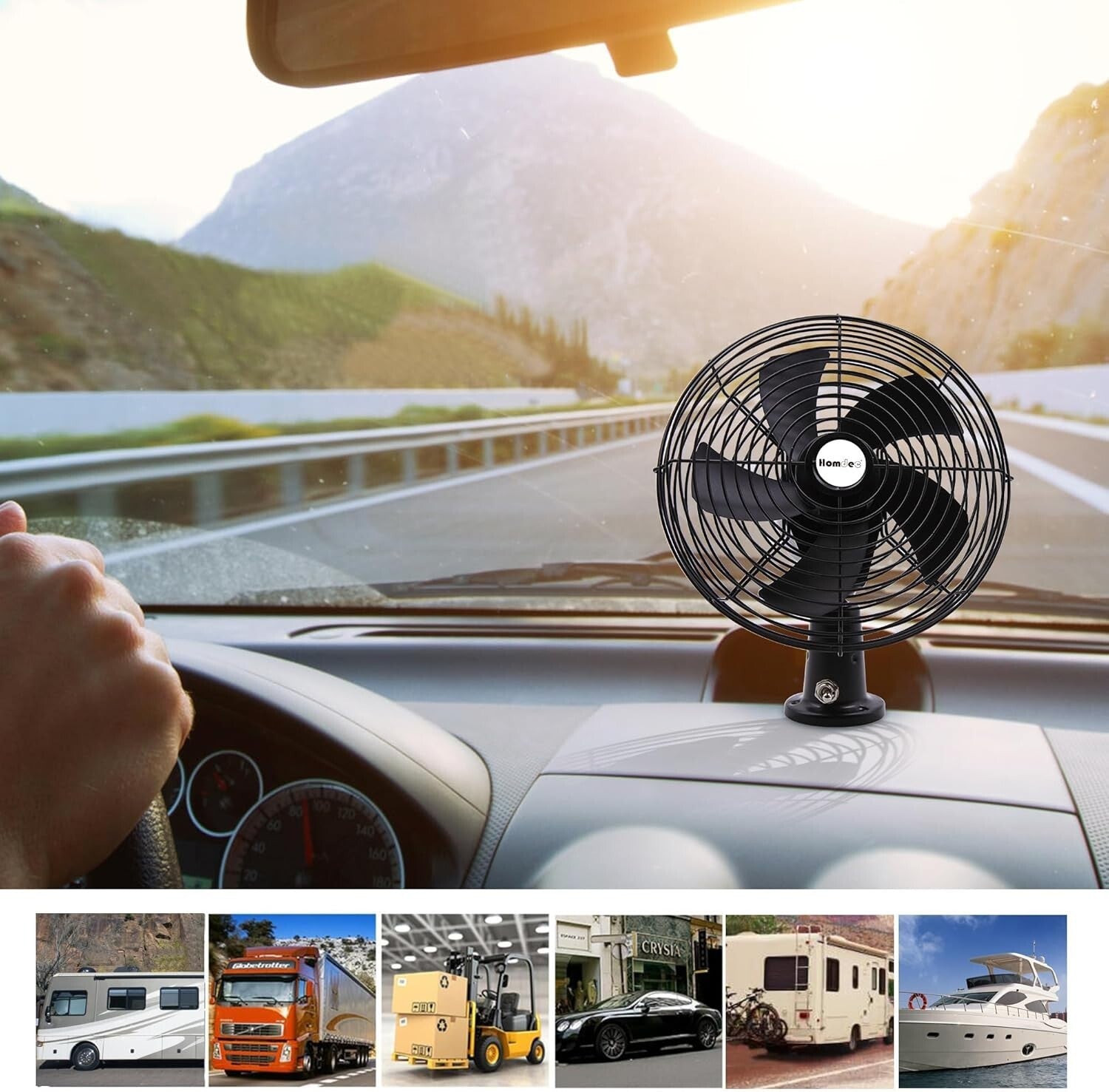 Versatile 12V Metal Fan with 2-Speed Control for Rapid Cooling in All Vehicles