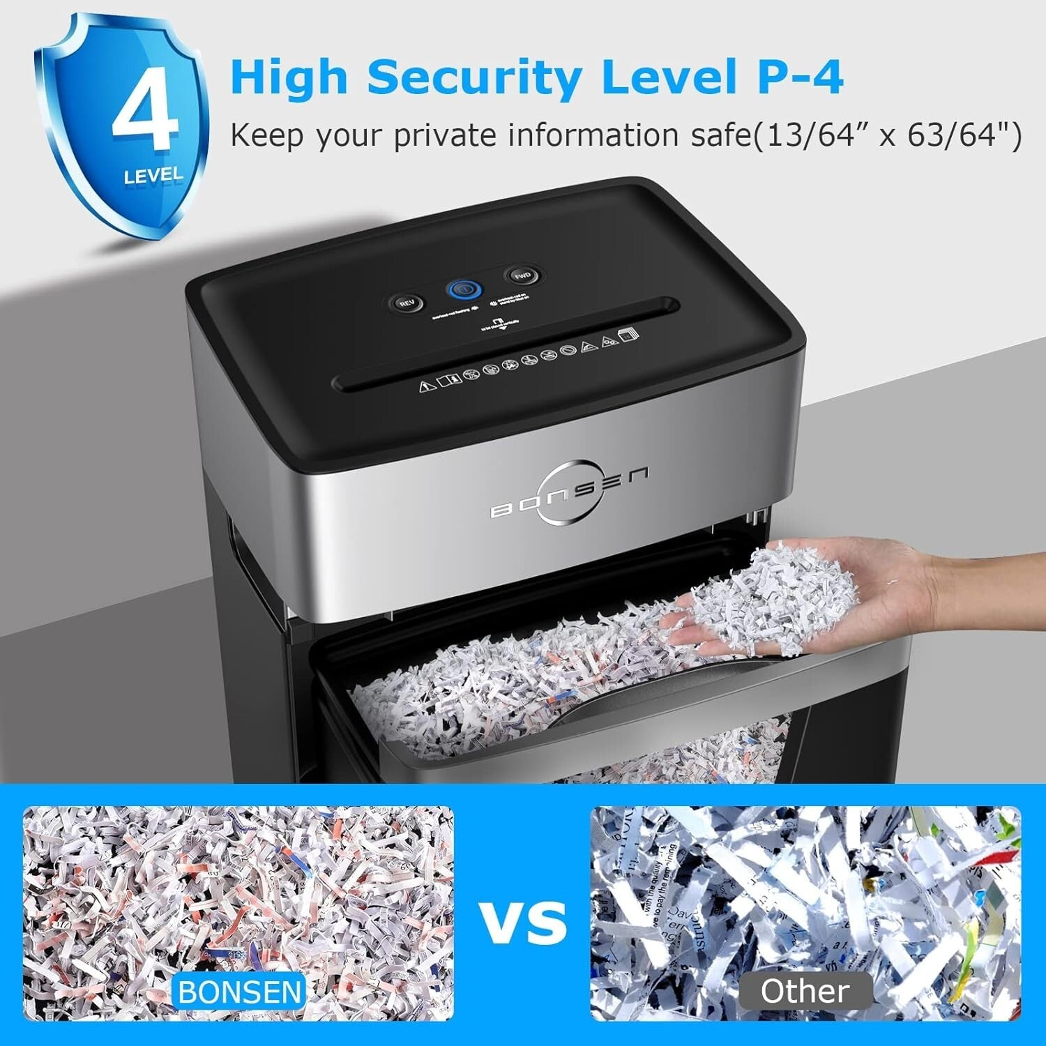 Quiet Office Paper Shredder with 5.3-Gallon Bin - Anti-Jam & Portable Design