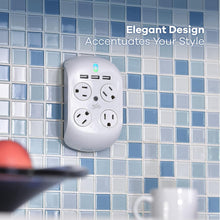 Load image into Gallery viewer, Compact Surge Protector with 4 AC Outlets &amp; 2 USB Ports - EMI/RFI Filtration