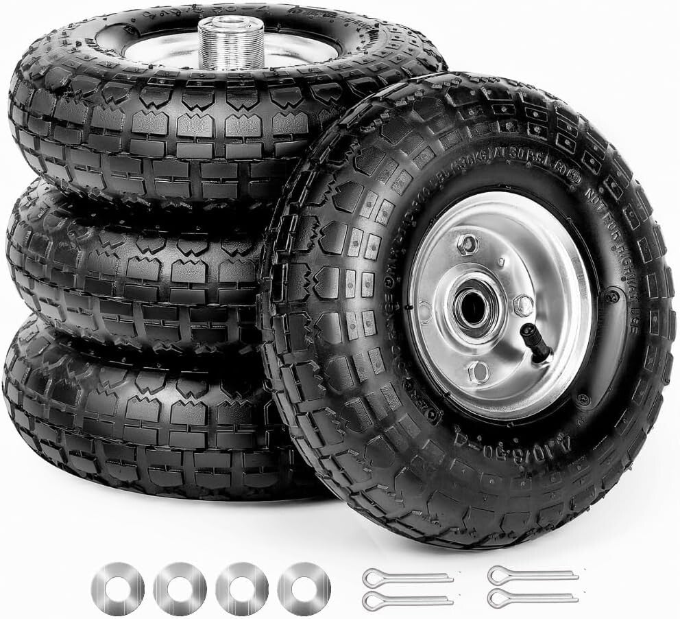 All-Terrain 10-Inch Solid Rubber Replacement Utility Wheels - Fits Most Vehicles