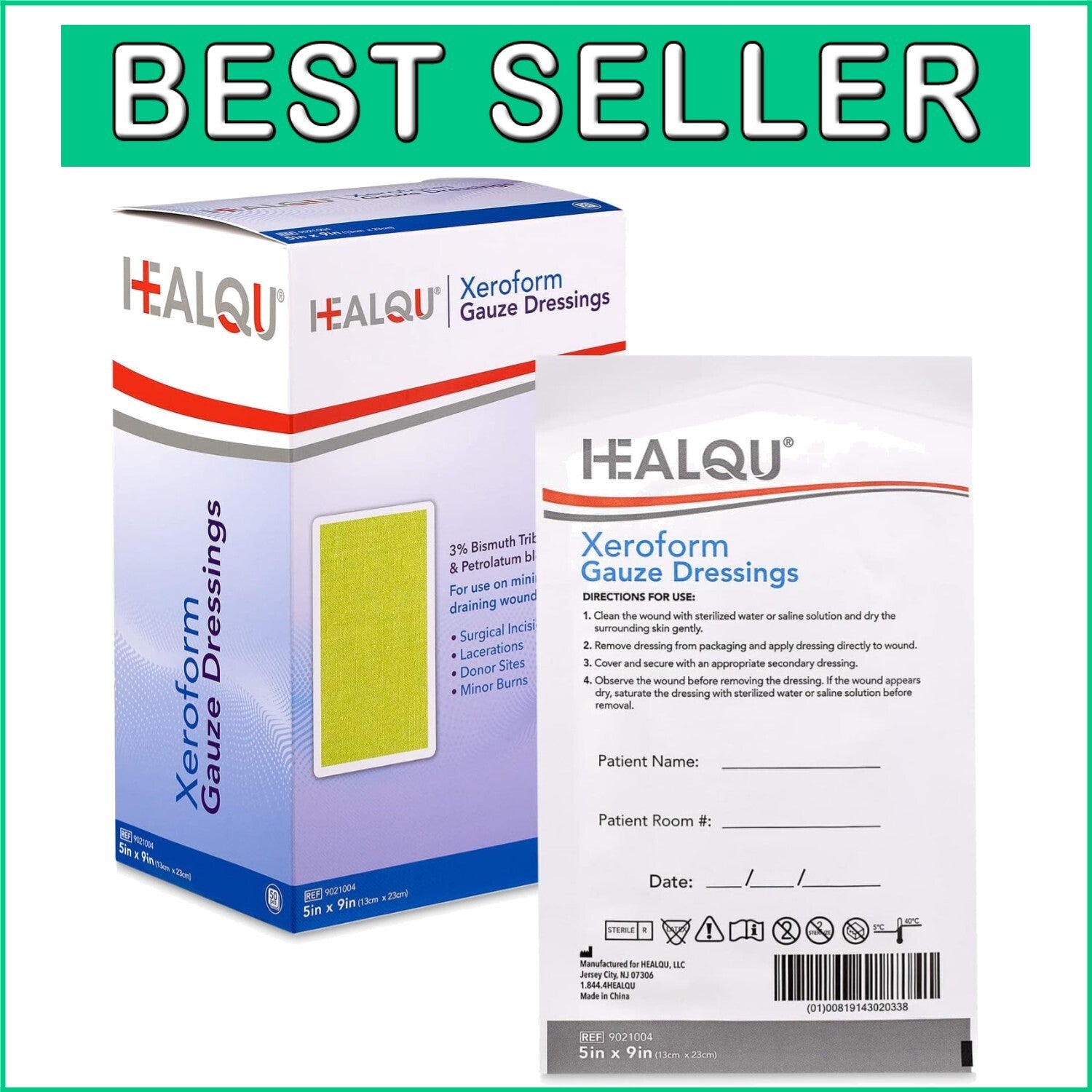 Xeroform Petrolatum Dressing 5x9 - Non-Adherent Sterile Wound Care Pads (50 ct)