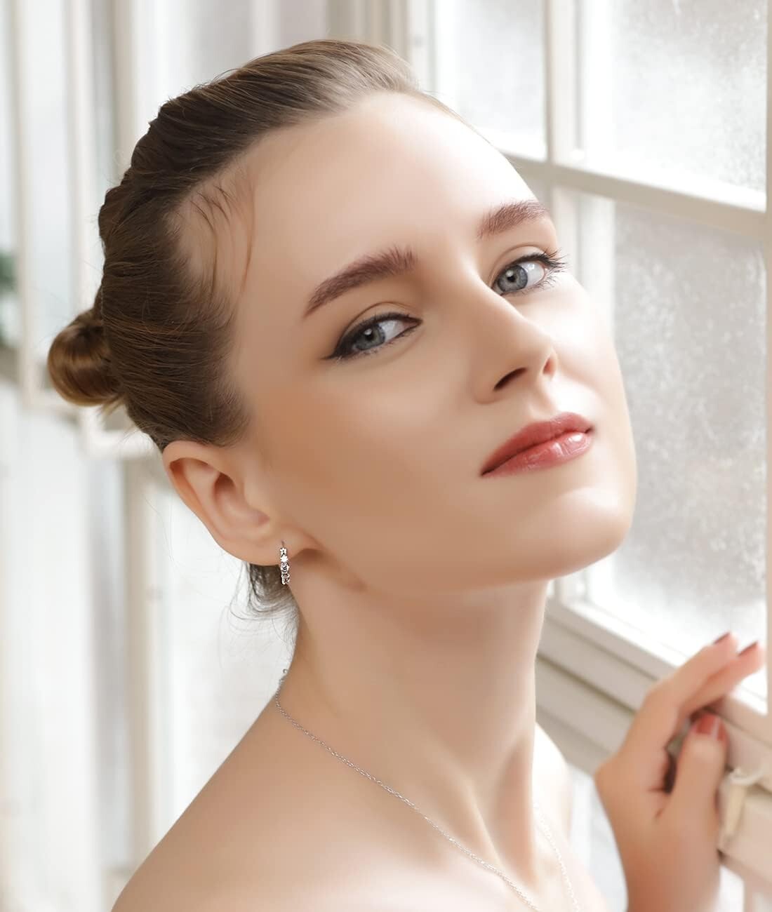 Classic Sterling Silver 16mm AAA CZ Small Hoop Earrings for Women - Gift Boxed