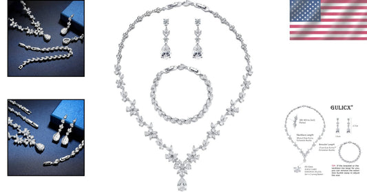 Bridal Jewelry Set for Women: Necklace, Earrings & Bracelet for Special Events