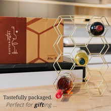 Load image into Gallery viewer, 14-Bottle Countertop Wine Rack - Rust Resistant Gold Stand for Kitchen &amp; Pantry