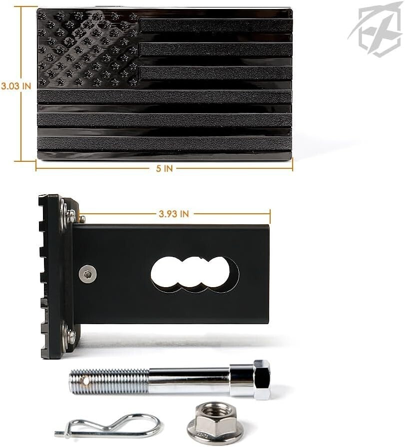 Durable Heavy-Duty Aluminum 2" Trailer Hitch Cover with American Flag Emblem