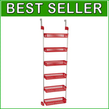 Load image into Gallery viewer, Chic 6-Tier Basket Organizer with Hooks – Space-Saving Red Storage Solution