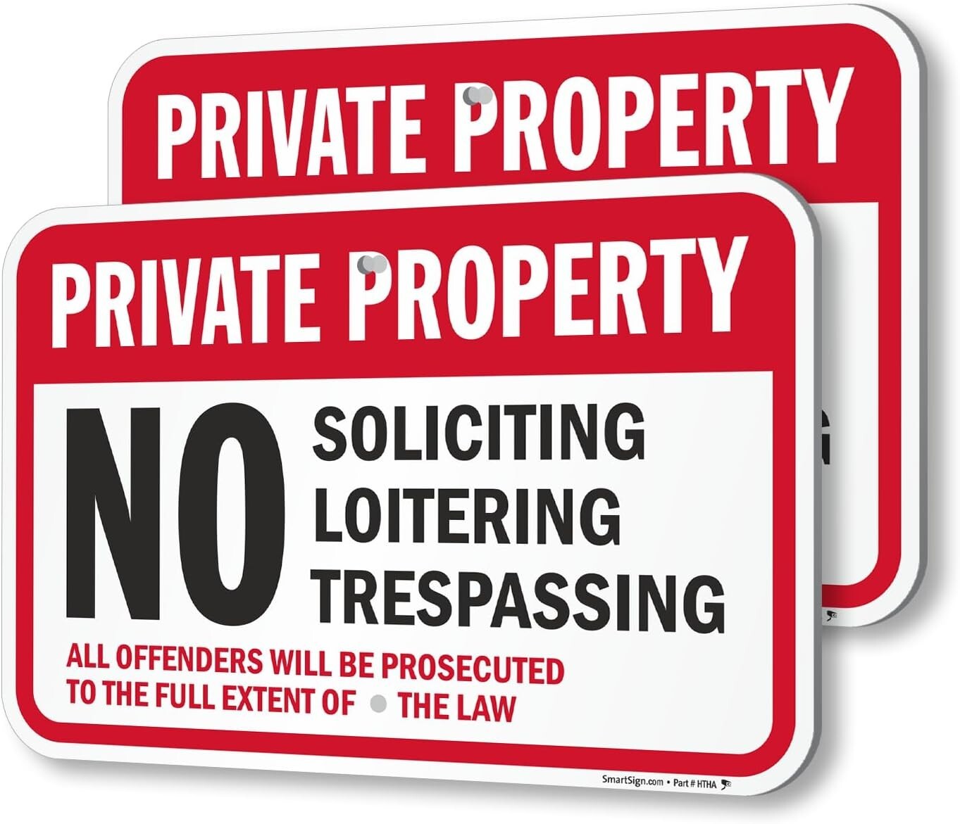 2-Pack Private Property No Soliciting Signs - Durable 12x18" Aluminum Design