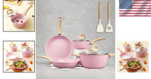 Load image into Gallery viewer, PFAS-Free Elegant Pink Ceramic Cookware Set – 12 Pieces for Gastronomic Delights