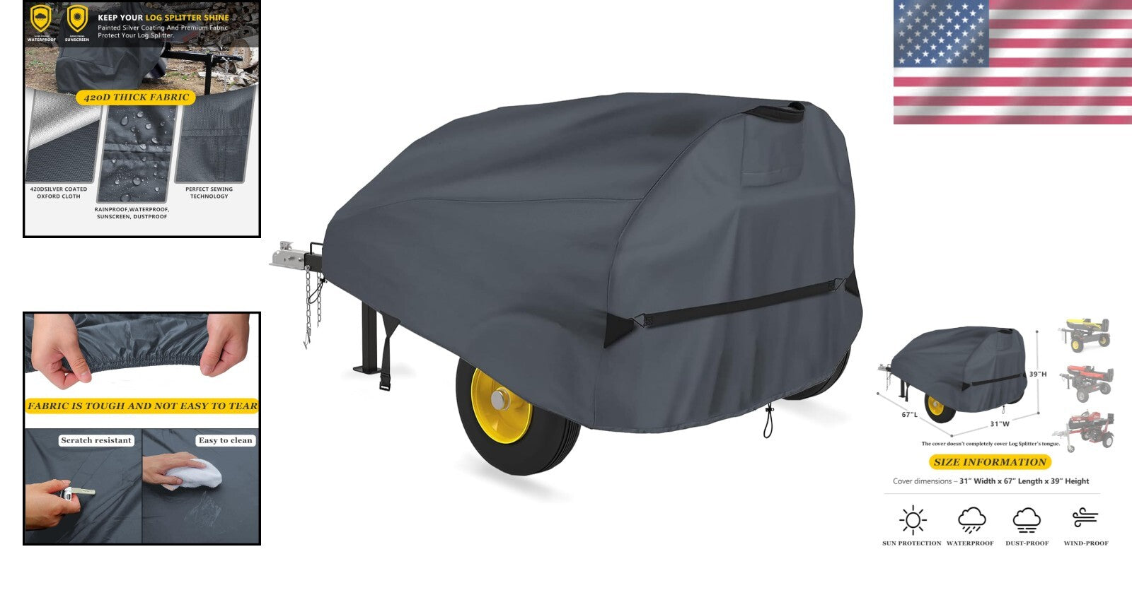 All-Weather Log Splitter Cover for 15-40 Ton Models - Waterproof & UV-Resistant