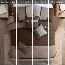 Load image into Gallery viewer, Geometric Pieced Stripe Comforter Set King - 7-Piece Faux Suede Collection