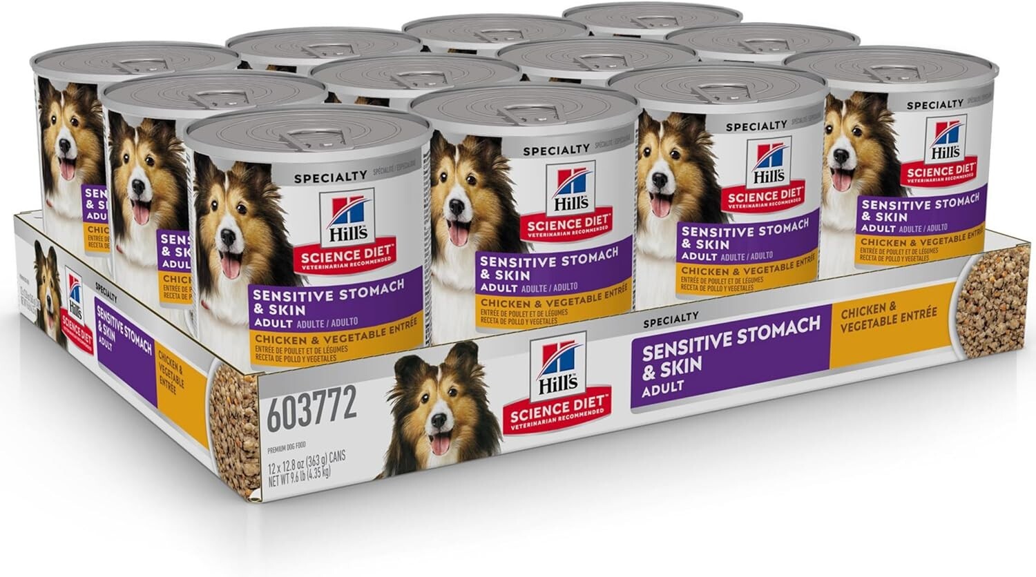 Premium Grain-Free Dog Food for Sensitive Skin & Stomach, 12.8 oz Can, 12 Count