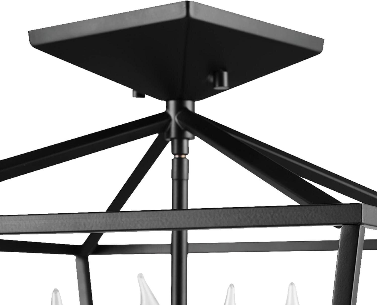 Modern Industrial 4-Light Ceiling Fixture with Flame Tip Edison Bulbs Included