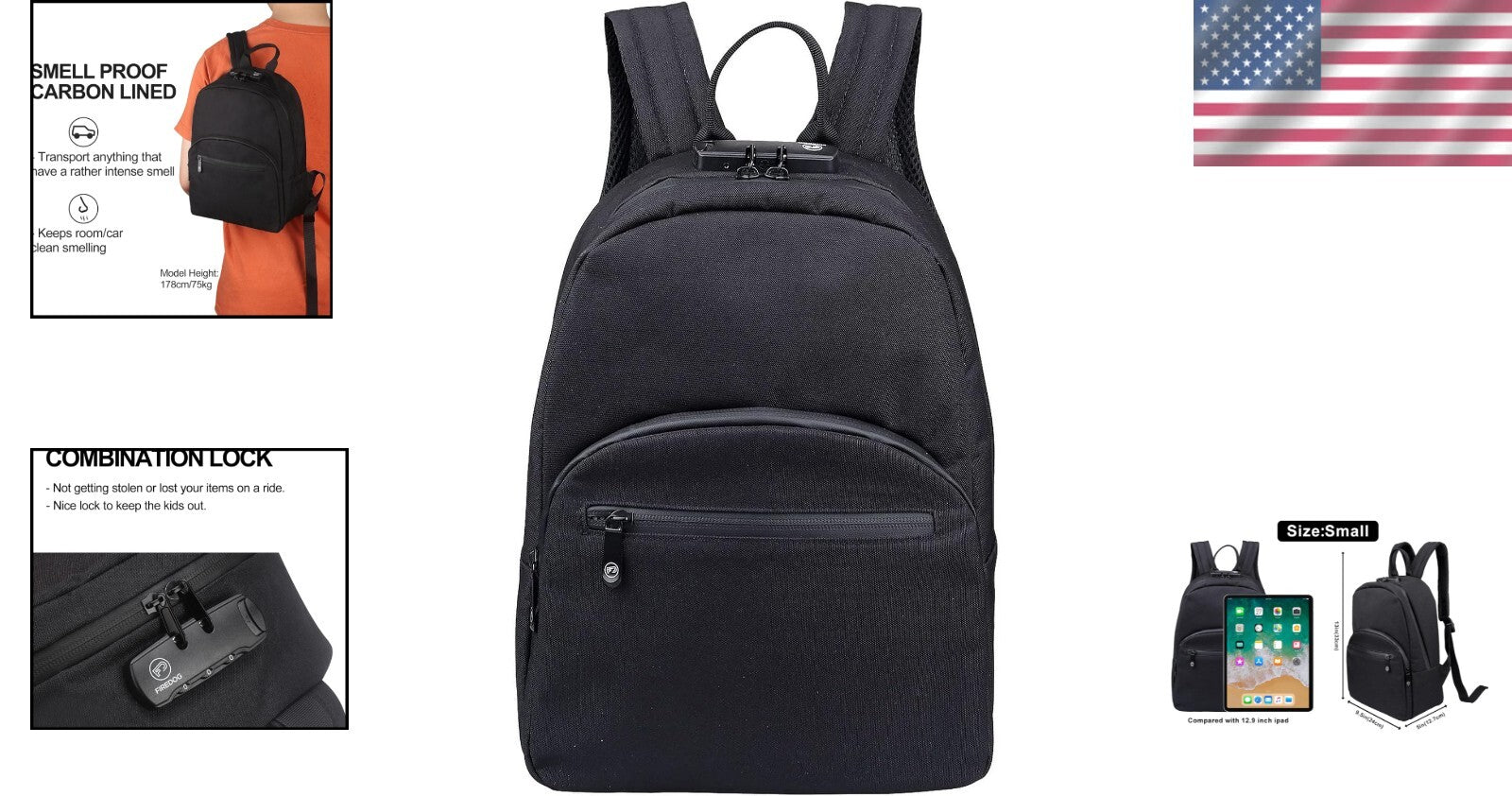 Odor-Proof Mini Backpack with Combination Lock - Essential for Active Lifestyles