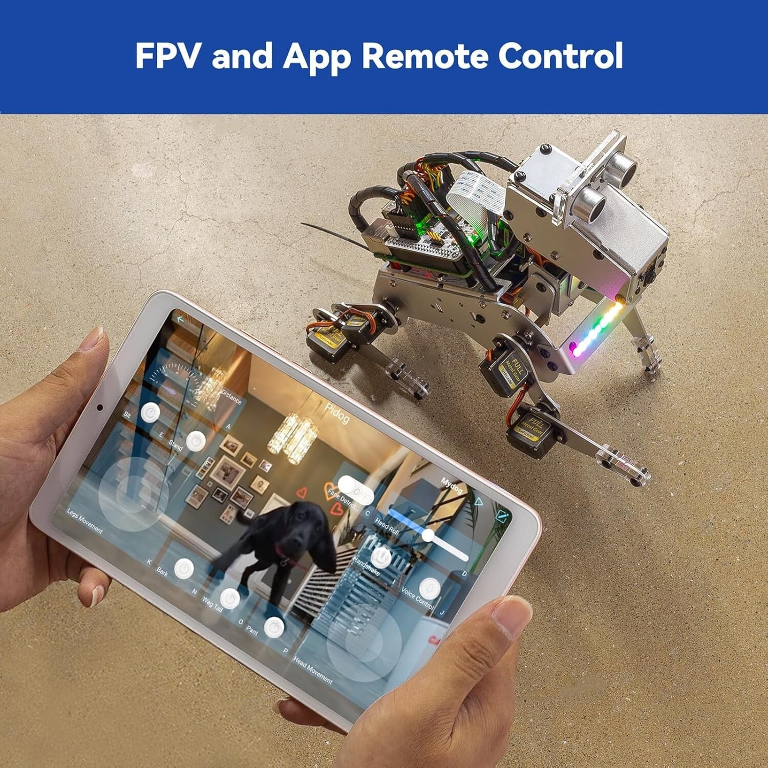 Raspberry Pi AI Robot Dog Kit - 12 Servos, App Control, and Video Recognition