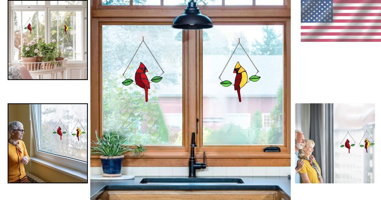 Handmade Stained Glass Cardinal Suncatcher - Heartfelt Memorial Gifts for Women
