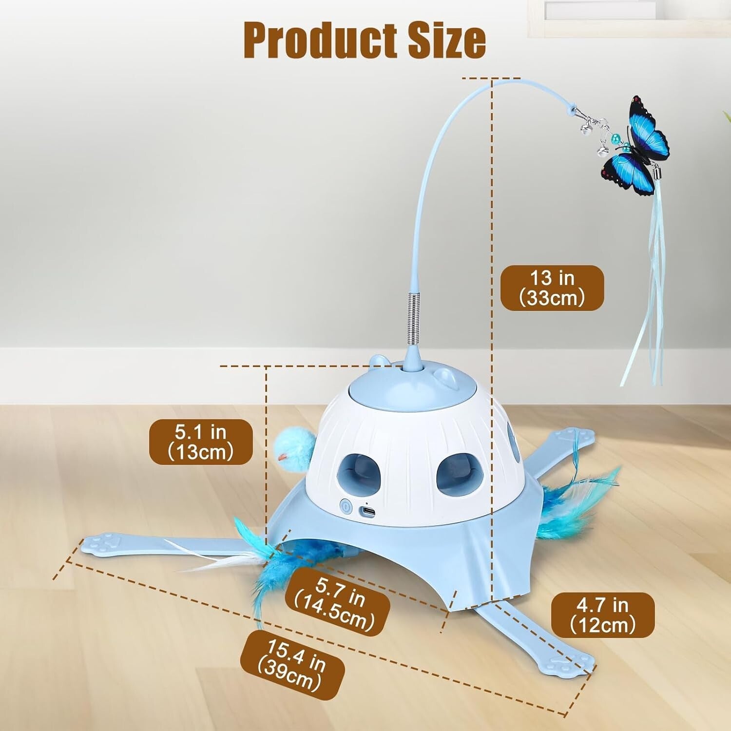 Multi-Cat Friendly Automatic Cat Toy: Whack-a-Mole, Butterfly, Feather Action