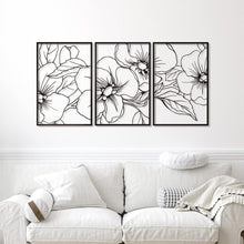 Load image into Gallery viewer, 18x12 Black Minimalist Floral Metal Wall Art Decor - 3 Pack for Stylish Spaces