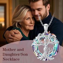 Load image into Gallery viewer, Mother-Daughter Tree of Life Pendant Necklace – Sterling Silver &amp; Crystal Gift