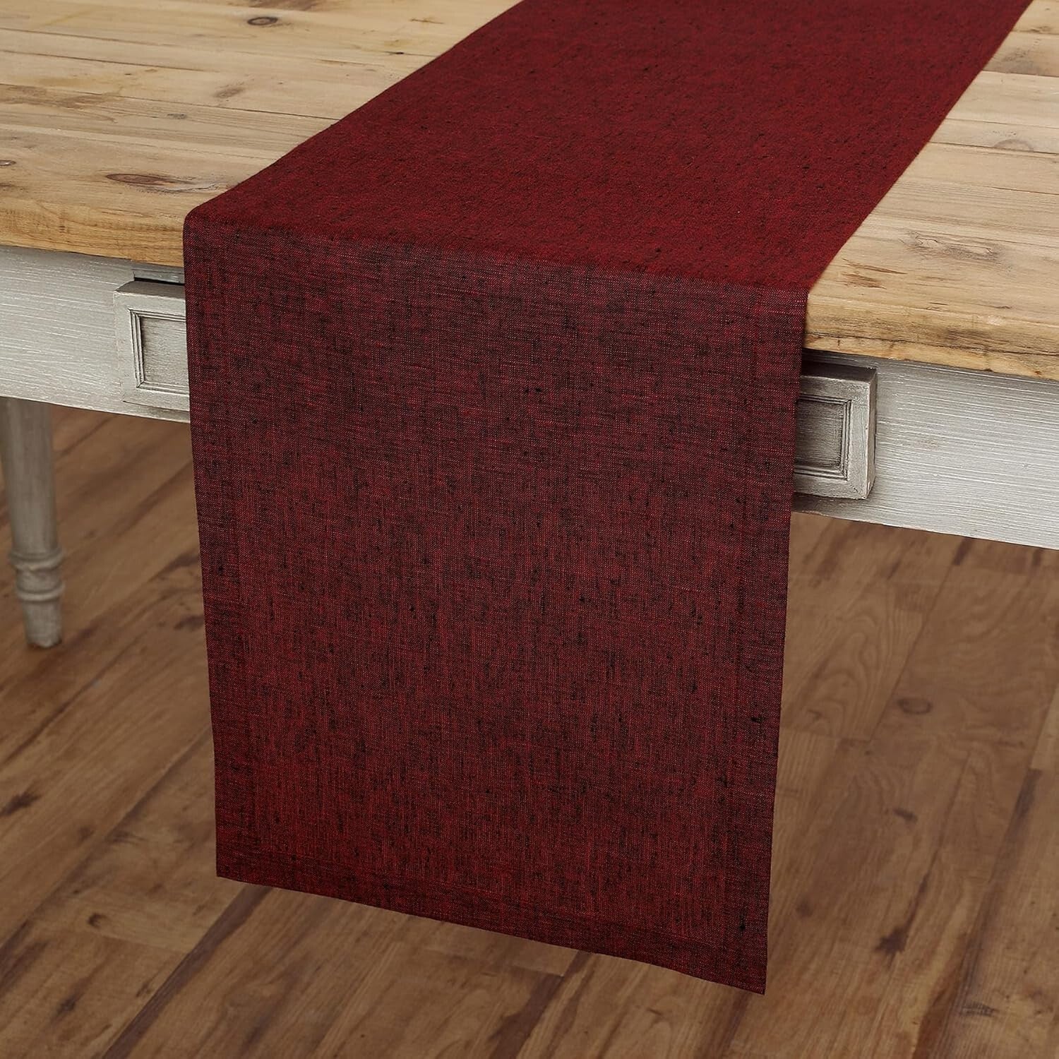 Sophisticated Solid Red Garnet Linen Table Runner - Perfect for Celebrations
