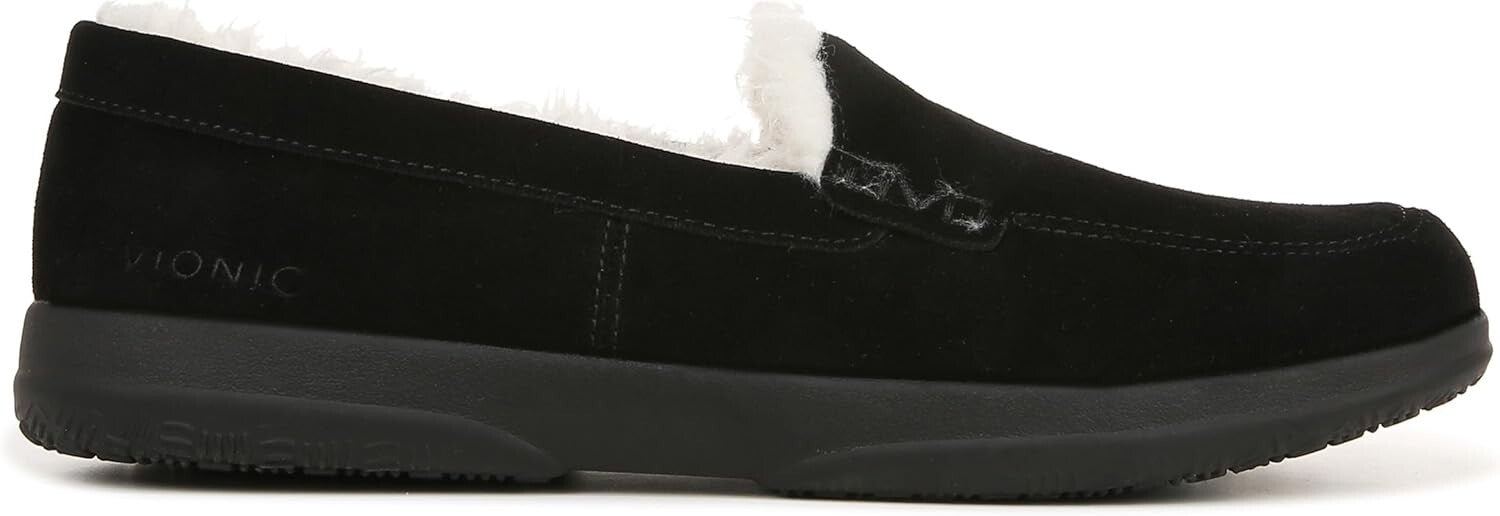 Durable Women's Black Suede Slip-On Slippers for Indoor and Outdoor Enjoyment